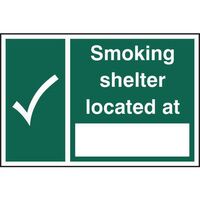Smoking Shelter Located At _____ Sign