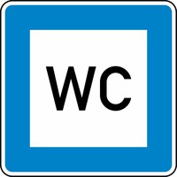 Verkehrszeichen VZ 365-58 Toilette, 840 x 840, 2mm flach, RA 2