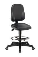 Chaise de laboratoire LLG simili-cuir noire roulettes avec frein repose-pieds