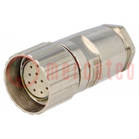 Connector: M23; plug; PIN: 12; female; soldering; for cable; 7.5A