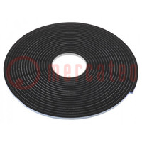 Tape: sealing; W: 6mm; L: 12m; Thk: 6mm; black; acrylic; PVC foam; 170%