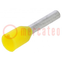 Tip: bootlace ferrule; insulated; copper; 1mm2; 8mm; tinned; yellow
