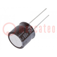 Capacitor: electrolytic; low ESR; THT; 150uF; 80VDC; Ø16x15mm; ±20%