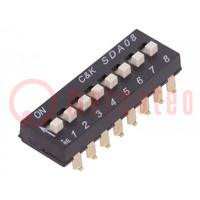 Switch: DIP-SWITCH; Poles number: 8; OFF-ON; 0.025A/24VDC; Pos: 2