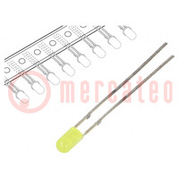 LED; 3mm; giallo; 10÷20mcd; 30°; Frontale: convesso; 1,8÷2,4V