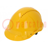 Protective helmet; vented; Size: 53÷62mm; yellow; ABS; G3000; 334g