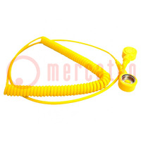 Connection cable; ESD,coiled; yellow; 1MΩ; 1.8m