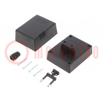Enclosure: for power supplies; X: 55mm; Y: 82mm; Z: 64mm; ABS; black