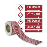 SafetyMarking Rohrleitungsband, HD Dampf, Gruppe 2, rot, DIN 2403, Länge 33 m