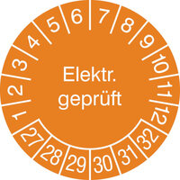 Prüfplakette, Elektr. Geprüft, in Jahresfarbe, 500 Stück / Rolle, 3,0 cm Version: 27-32 - Prüfplakette 2027-2032