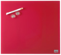 Glas-Whiteboard, magnetisch, 450 x 450 mm, Einzelhandelsverpackung, rot