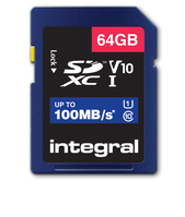 Integral 64GB HIGH SPEED SDHC/XC V10 100MB CLASS 10 UHS-I U1 Speicherkarte SD