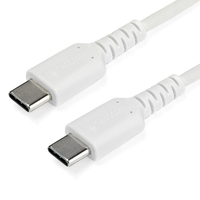 StarTech.com 1m USB C Lader Kabel, Rugged Fast Charge & Sync USB 2.0 naar USB Type C Laptop Laderkabel met TPE Aramidevezel Mantel, M/M, 60W, Wit, Samsung S10 S20, iPad Pro, MS ...