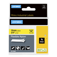 DYMO Rhino przemysłowe etykiety nylonowe | 19 mm x 3,5 m | czarny nadruk na żółtym | samoprzylepne