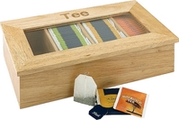 Teebox 33,5 x 20 cm, H: 9 cm Holz, natur Holzbox mit Sichtfenster mit