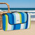 Relaxdays XXL Picknickdecke, 200x200 cm, Fleece Stranddecke, gestreift, wärmeisoliert, wasserdicht, mit Tragegriff, bunt