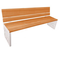 Venice Wood and Steel Seat - (209416) Venice Seat 1800mm - All Wood Backrest - Light Oak - RAL 7044 - Silk Grey