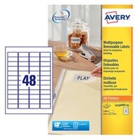 Avery Multipurpose Mini Removable Label 45.7x21.2mm 48 Per A4 Sheet White (Pack 1200 Labels) L4736REV-25