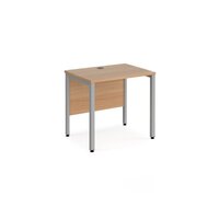 Maestro 25 straight desk 800mm x 600mm - silver bench leg frame and beech top