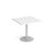 Genoa square dining table with silver trumpet base 800mm - white