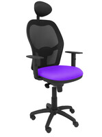 Silla Operativa de oficina Jorquera malla negra asiento bali lila con cabecero fijo