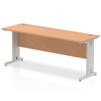 Impulse 1800 x 600mm Straight Desk Oak Top Silver Cable Managed Leg MI002731