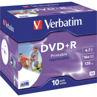 DVD-Rohlinge bedruckbar DVD+R 4,7GB/16x im Jewel Case VE=10 Stück