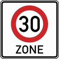 Verkehrszeichen VZ 274.1 Beginn einer Tempo 30-Zone, 600 x 600, Alform, RA 2