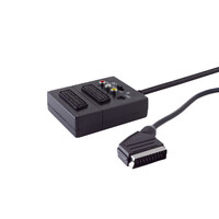 Adapter Video/ Audio-Adapter, Scart-Stecker auf 2 x Scart-Kupplung, S-VHS-Kupplung, 3 Cinchkupplungen, IN/OUT mit Schalter, 0,2m
