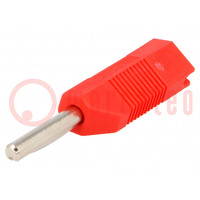 Plug; 4mm banana; 16A; 50VDC; red; for cable; 2.5mm2; nickel plated