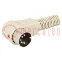 Plug; DIN; male; PIN: 5; Layout: 180°; angled 90°; for cable