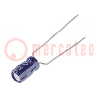 Capacitor: electrolytic; THT; 1uF; 50VDC; Ø4x7mm; Pitch: 5mm; ±20%