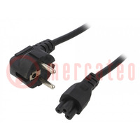 Cable; 3x0.75mm2; CEE 7/7 (E/F) plug angled,IEC C5 female; PVC