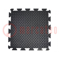 Anti fatigue mat; Width: 0.5m; L: 0.5m; foam,PVC; black; Thk: 14mm