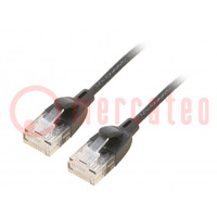 Patch cord; U/UTP; 6a; OFC; PVC; black; 2m; RJ45 plug,both sides