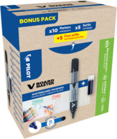 Whiteboard Marker V-Board Master Bonuspack 10+10, umweltfreundlich, nachfüllbar, je 10x Marker & Patronen, 5 Patr. gratis, Schwarz