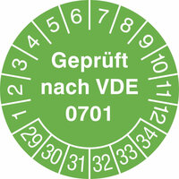 Prüfplakette,Doku-Folie, Geprüft nach VDE 0701, 3,0 cm 500 STK/Rolle Version: 29-34 - Prüfplakette VDE 0701 29-34