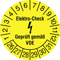 Prüfplakette, Geprüft gemäß BetrSichV , 3 cm Version: 26-31 - Elektro-Check 26-31
