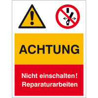 Warn-Verbots-Schild,Kunst.,Achtung nicht ein...,30x40 cm DIN EN ISO 7010 W001+P031 + Zusatztext ASR A1.3 W001+P031 + Zusatztext