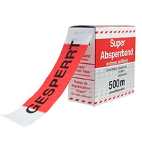 Absperrband mit Text: GESPERRT, rot/weiß geblockt, Länge: 500 m x 8 cm