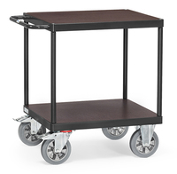 fetra® Chariot à plateaux, Charge 1200 kg, chariots pour charges lourdes, avec 2 plateaux carrés.