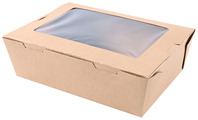 Lunchbox Nature Kraftpapier mit PLA-Fenster; 1500ml, 21.5x16.2x6.4 cm (LxBxH);