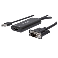 Manhattan 152426 video kabel adapter 1 m USB Type-A + VGA (D-Sub) HDMI Zwart