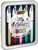 BIC 4 My Colours Box Meerkleurig Intrekbare balpen met klembevestiging 5 stuk(s)