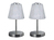 LED Tischleuchten 2er SET 4-fach Dimmer Silber Alabaster Glas, 24cm hoch