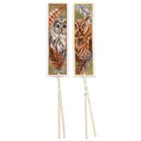 Counted Cross Stitch Kit: Bookmark: Owl with Feathers: Set of 2