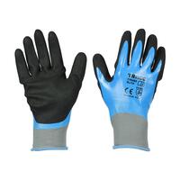 TIMCo Waterproof Grip Gloves Sandy Nitrile Foam Coated Polyester Size X Large