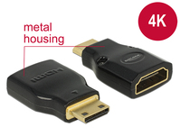 Adapter High Speed HDMI mit Ethernet - HDMI Mini-C Stecker an HDMI-A Buchse 4K schwarz, Delock® [656