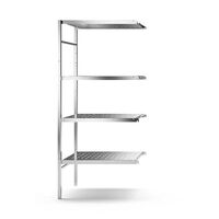 Stainless steel boltless shelf unit, 4 perforated shelves