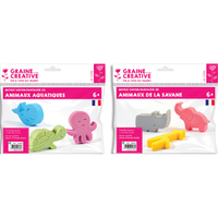 GRAINE CREATIVE Lot de 2 moules thermoformés de 2X3 moules pour faire des savons - Thème Aqua et Savane - produit supprimé à épuisement du stock